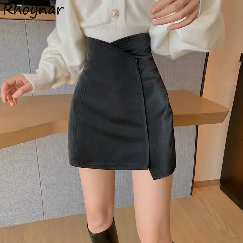 

Skirts Women Mini Sexy Clubwear Korean Style Solid Chic Slim Tender A-line Design All-match Ladies Autumn Mujer Basic Faldas New