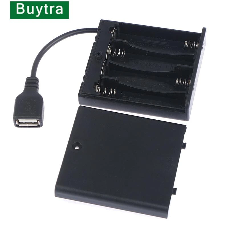1pc 4 X Aa Usb Battery Box For 5v Led Strip Lights Usb Mini Power