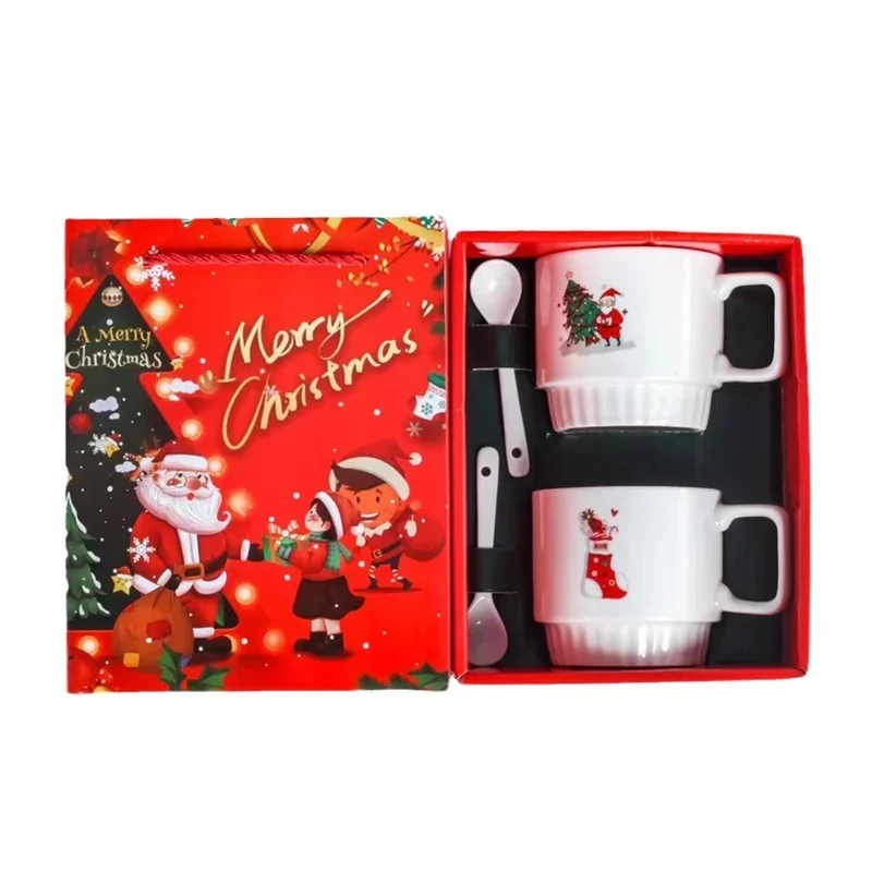 Ceramic Christmas Mug with Spoon and Rabbit Doll