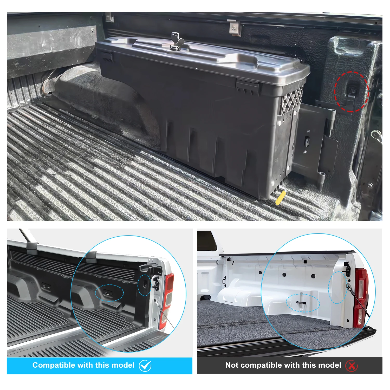 Left/Right Side Blk Truck Bed Tailgate Storage Tool Box