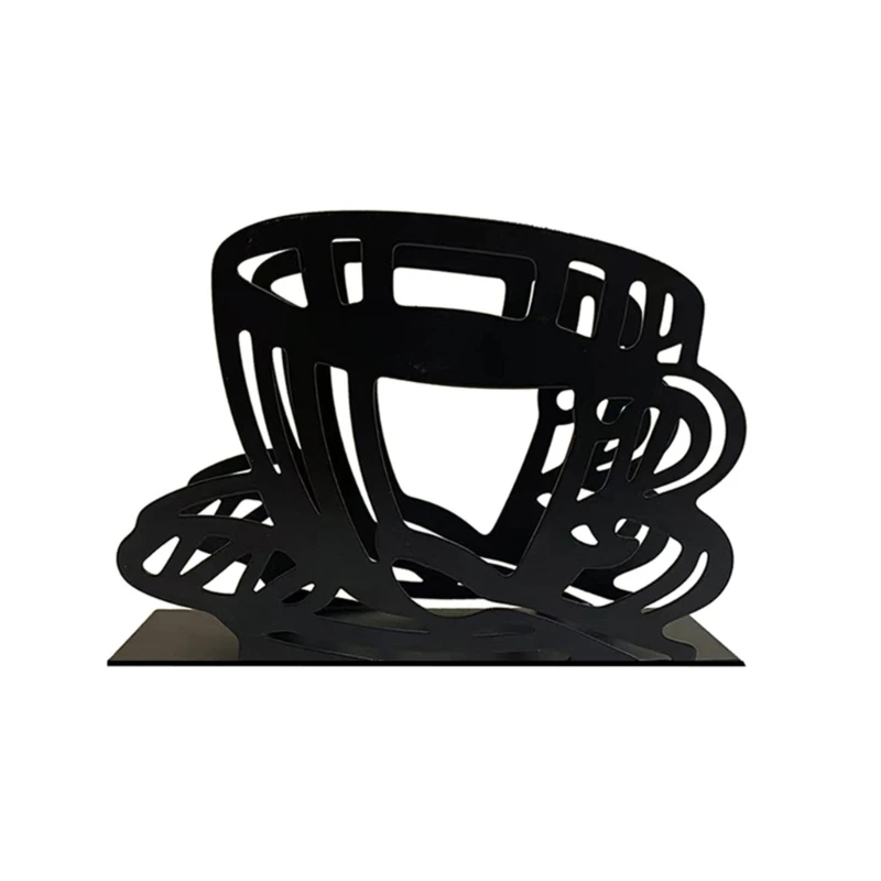 

Coffee Cup Shape Napkin Holder Fashion Black Metal Napkin Stand Servilleteros Napkin Dispenser Restaurant Tissue Holder