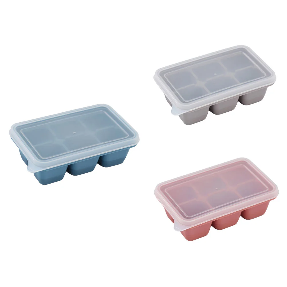 3pcs Fridge Ice Making Mold Ice Lattice Mold Tray Cube with Cover Silicone Tray Rectangular Molds
