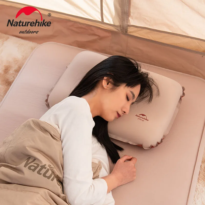 Naturehike-almohada de Camping autoinflable 3D, cojín de esponja