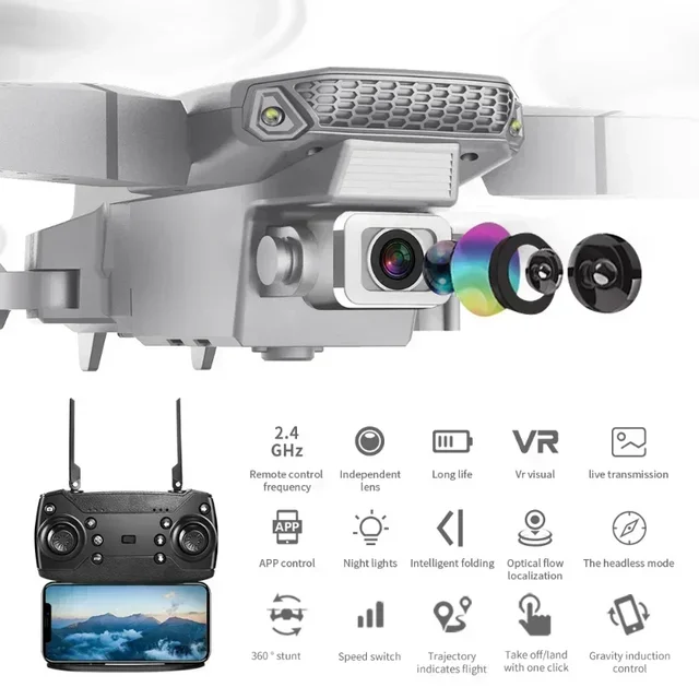E88 Pro RC Drone | 4K Wide-Angle HD Camera, WiFi FPV, Height Hold, Foldable Quadcopter with Obstacle Avoidance – Kids & Beginners 2