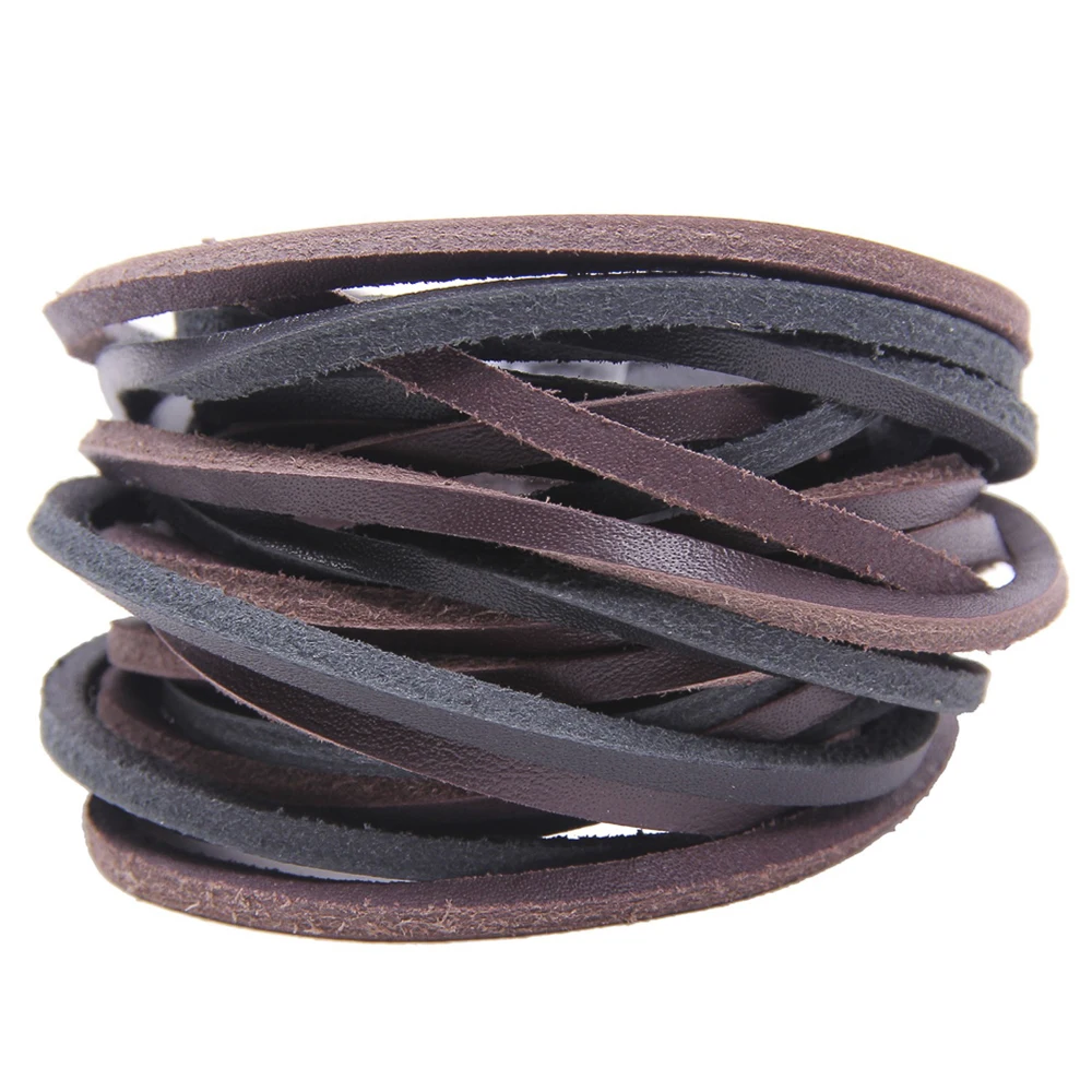 

2 Meters Black/Coffee 3-4mm No Joints Flat Genuine Leather Jewelry Cord String Lace Rope DIY Shoelace Necklace Bracelet Finding