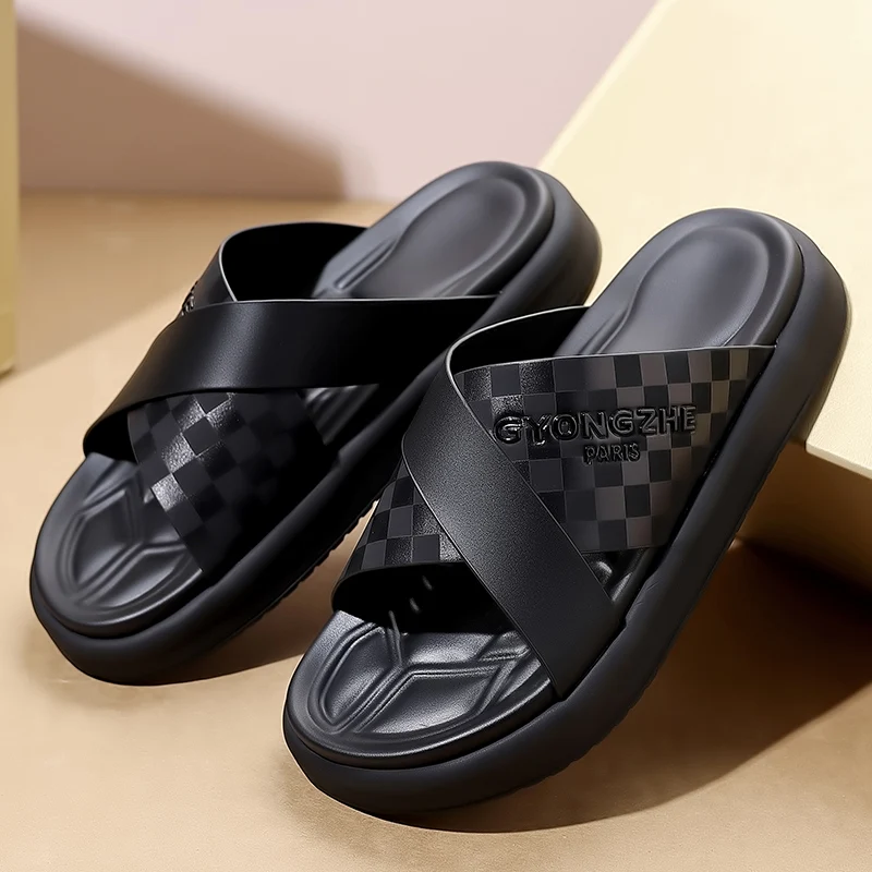 Street Style Men Slippers Outdoor Sandals Comfy Beach Flatws Soft Slides Summer Casual Shoes Quick Dry Half Drag Flip Flops
