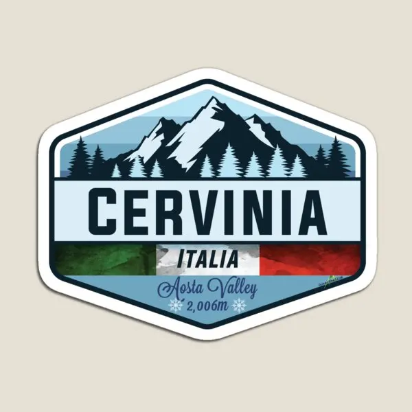Cervinia Italy Italia Ski Skiing Sticker Magnet Holder for Fridge Organizer Refrigerator Home Children Kids Toy Baby Magnetic