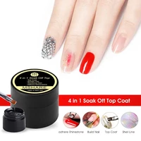 MSHARE 3d Top Coat No Wipe Vanish Polish 4 In 1 Shell Nail Art Topcoat Rhinestone Reinforce Builder Nail Extension Gel 10ml 1