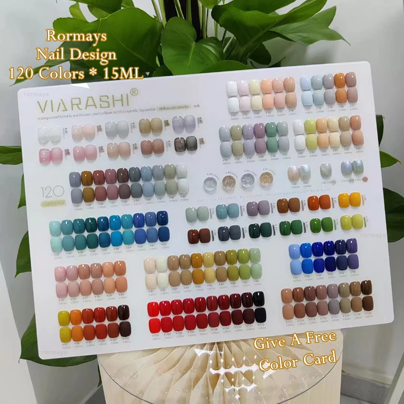 Rormays-새로운 패션 컬러 15ML 젤 바니시 매니큐어 세트, 반영구 네일 아트 침수 LED UV 젤 네일 공장, 120