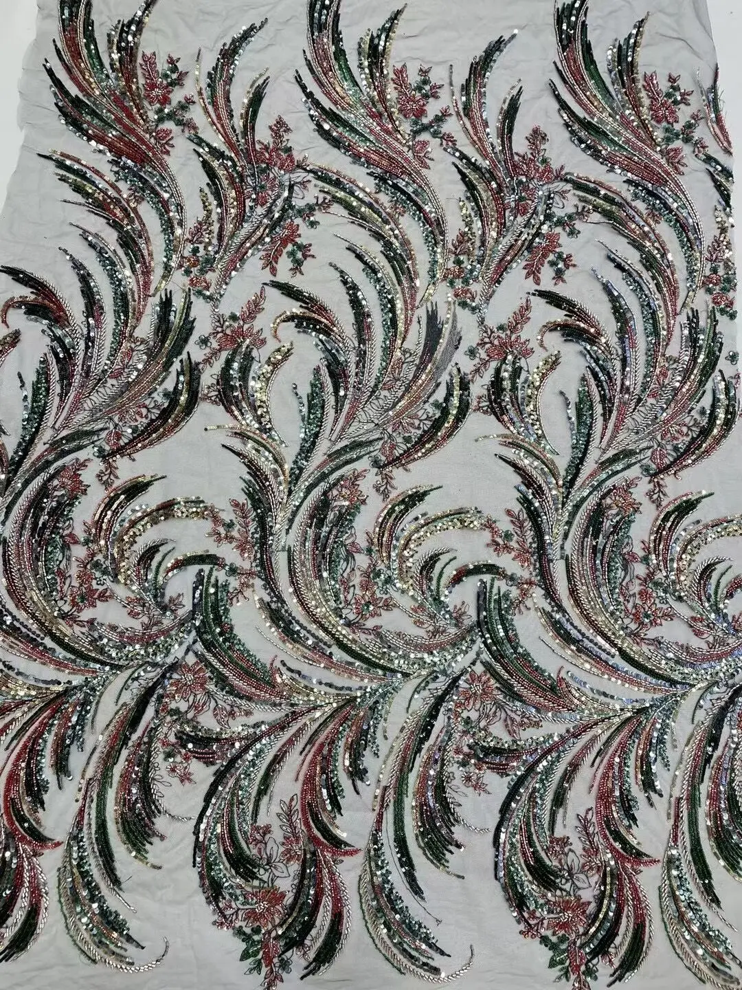 

Luxury Hand Beaded Lace Fabric Bridal Fabric SYJ-1306985 Wedding Fabrics French Nigerian Sequins Beads Embroidered