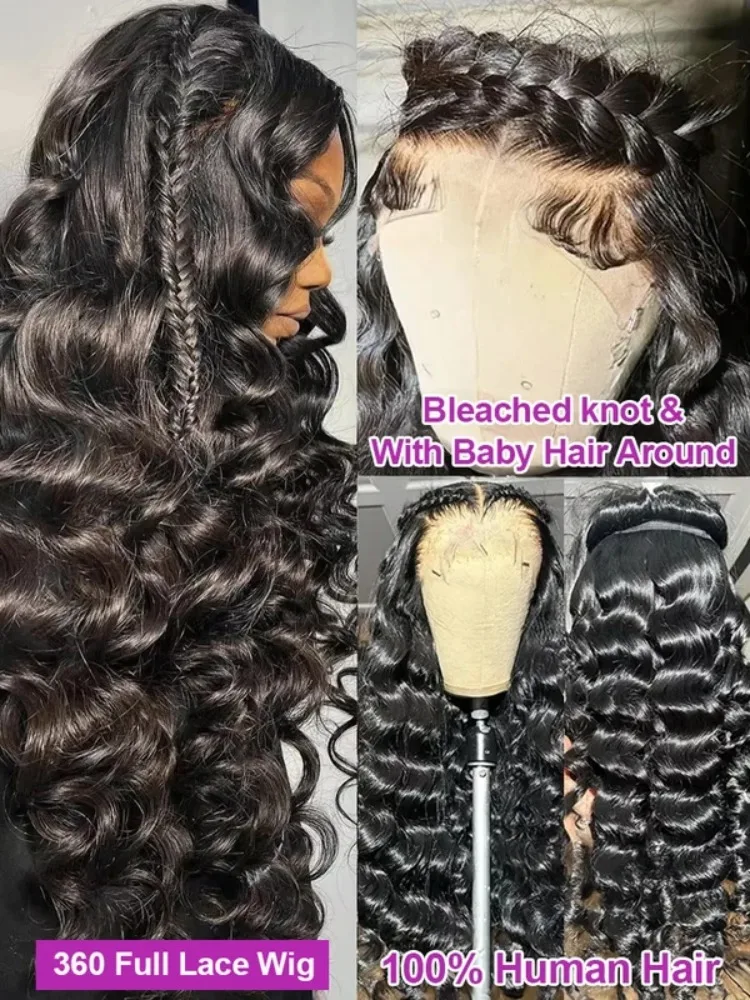 40Inch Loose Deep Wave 13x4 13x6 HD Lace Frontal Wig Brazilian Nature Water Wave  Front Human Hair Wig 250 Density