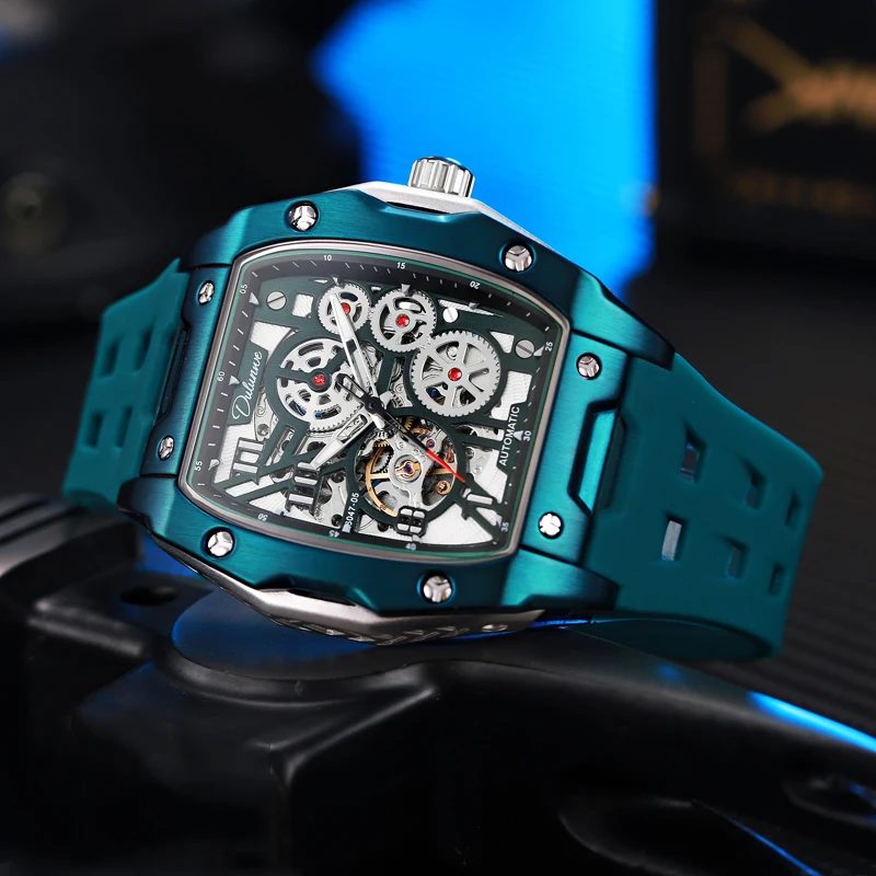 Watch for Men Skeleton Mechanical Sports Watches Men's Luminous Waterproof Automatic Wristwatch Steel Case Relogio Masculino