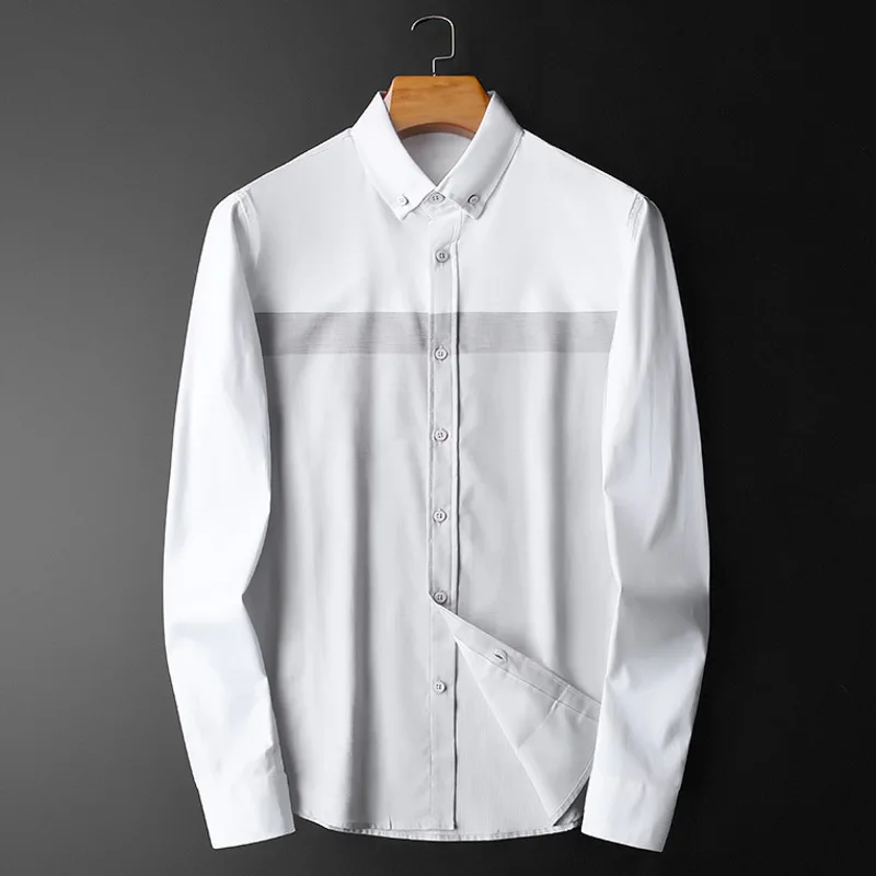 

2024Spring Contrast Color Stitching Shirt For Men Long Sleeve Casual Slim Shirt Social Streetwear Outdoor Shirt Camisa Masculina