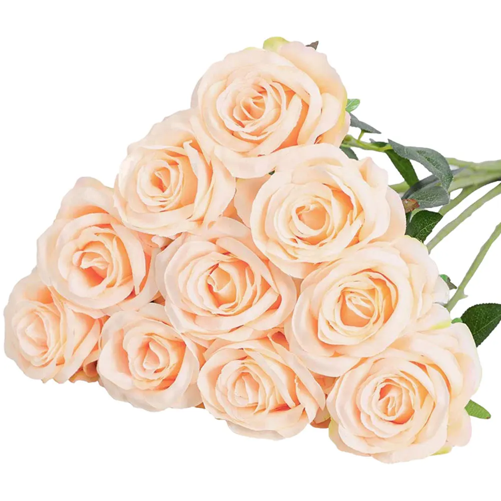 1pcs Artificial Flowers Rose Flower Branch Artificial Red Roses Realistic Fake Rose Bouquet Table Decoration Wedding Home Decor