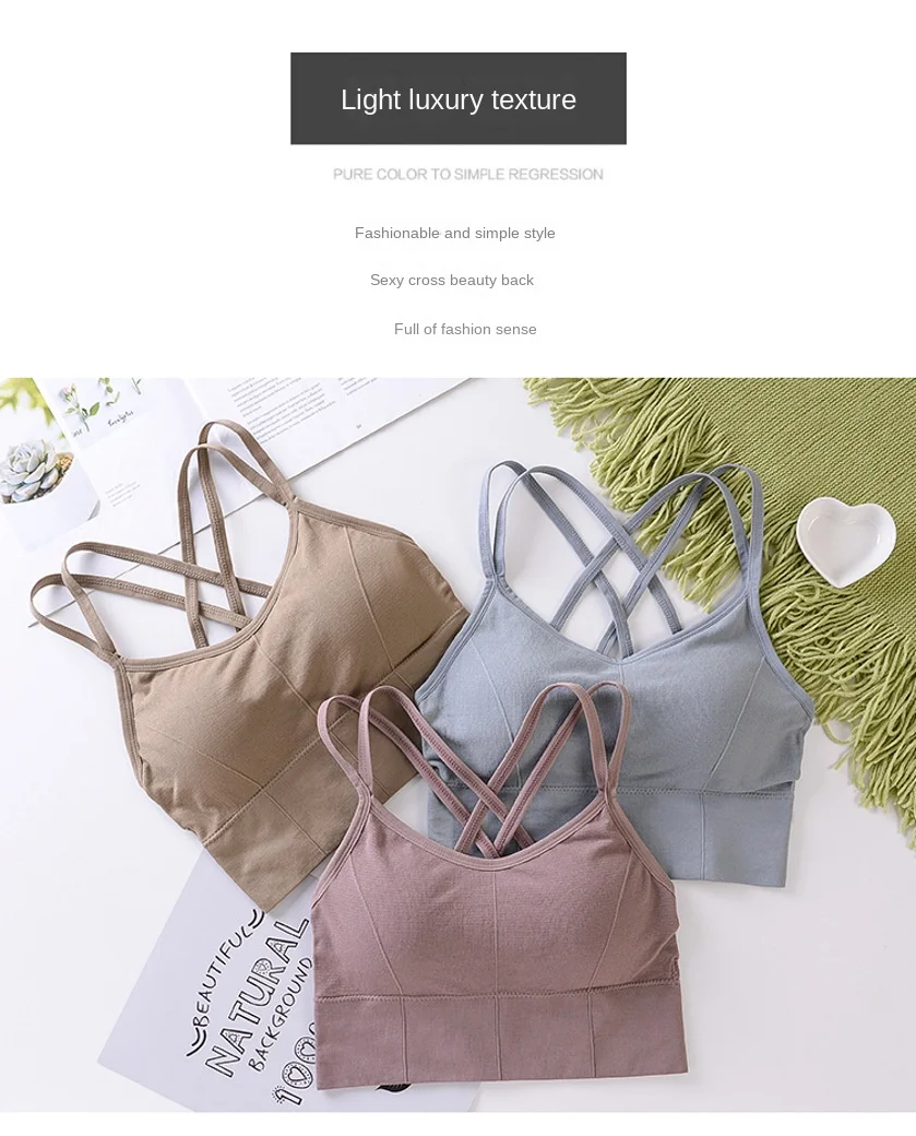 Description Picture 4 of itemWomen Tops Sexy Tank Top Women Shockproof Sexy Back Sports Bras Breathable Built In Bra Solid Color Camis 2023 New топ женский