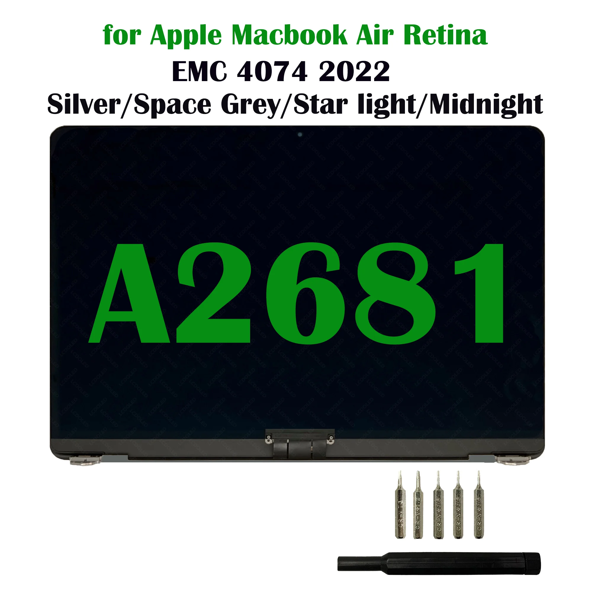 

for Apple Macbook Air Retina A2681 13.6" Full Screen EMC 4074 2022 New LCD Display Assembly Silver Space Grey Starlight Midnight