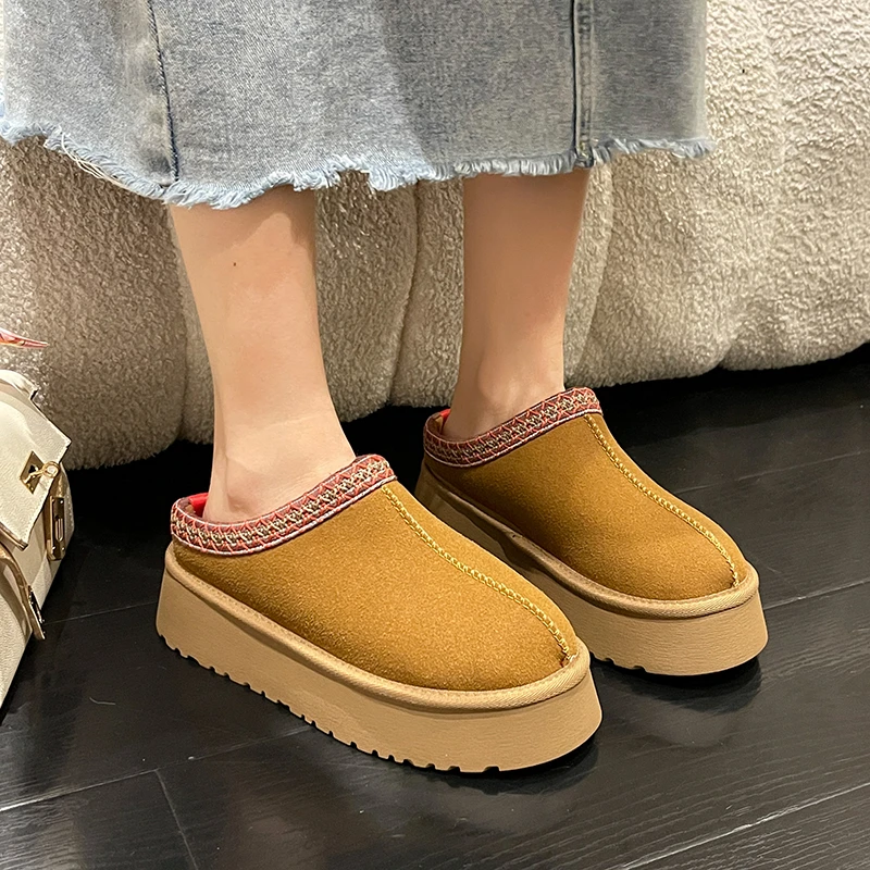 

Женские хлопковые тапочки зима 2022 новый стиль короткие плюшевые теплые женские замшевые тапочки на толстой подошве Zapatos Mujer