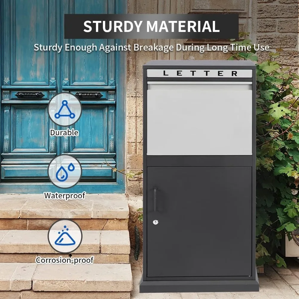 Package Delivery Boxes for Outside, Extra Large Mailbox for Parcel, Galvanized Steel Parcel Mailbox