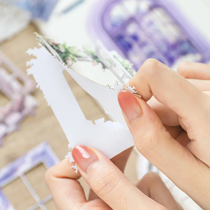 10PCS Window Stickers for Scrapbooking Decorative Hollowed Frame Sticker Pack Self-adhesive Diary Junk Collage Journal Material