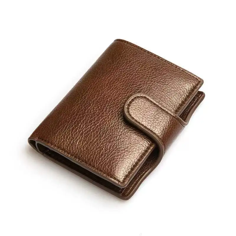 

2023New commercial credit anti-theft card holder men and women metal anti-degaussing retro aluminum frame PU leather wallet memo