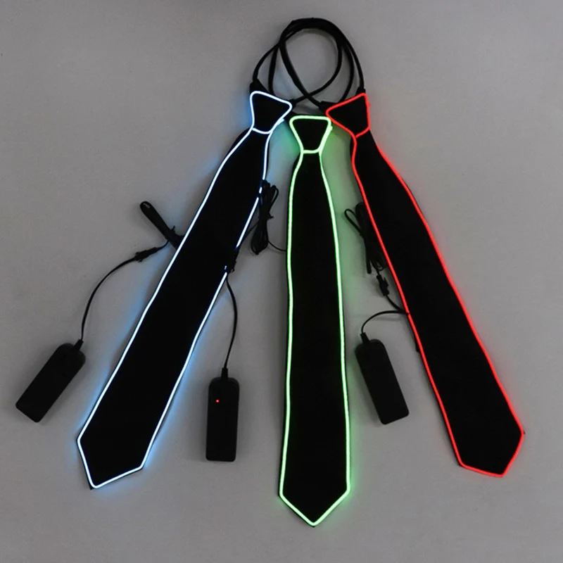

LED Tie Necktie Glowing Night Party Decor Neon LED Luminous Neck Ties For Men Halloween Christmas Dance Supplies Wedding Party