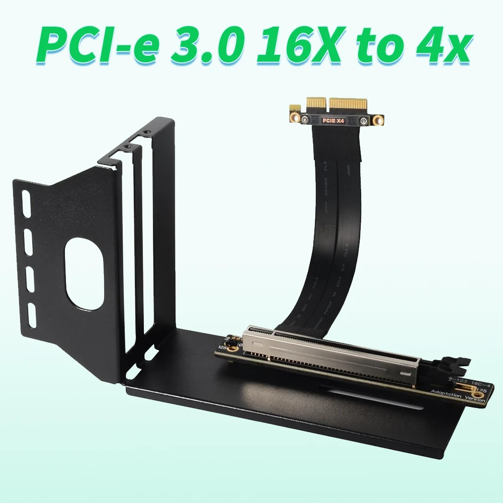 

Black PCIe x16 x4 Graphics Card Vertical Bracket GPU Holder GEN3 PCI-e 3.0 16X to 4x Riser Extension Cable 10~100CM