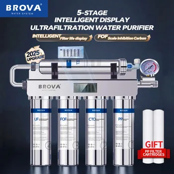 BROVA ห้องครัวกรองน้ําอัพเกรด 5 ขั้นตอน Ultrafilteration เครื่องกรองน้ําในครัวเรือนโดยตรงเครื่องกรองน้ําดื่ม TapWater กรอง 1