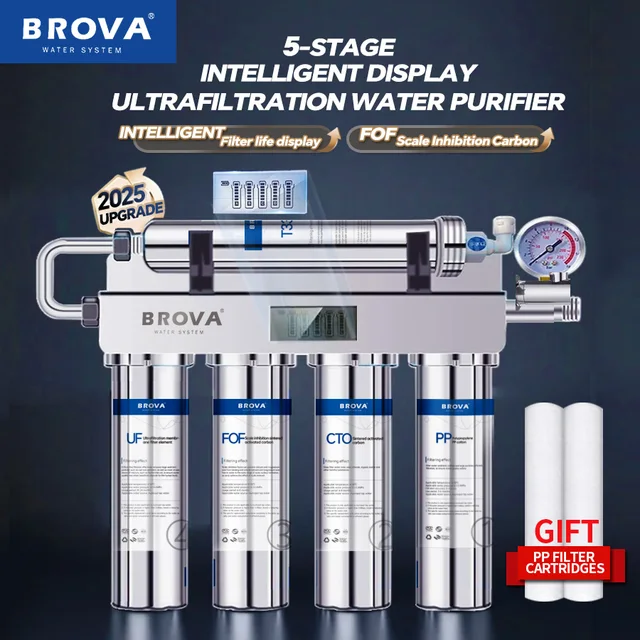 BROVA ห้องครัวกรองน้ําอัพเกรด 5 ขั้นตอน Ultrafilteration เครื่องกรองน้ําในครัวเรือนโดยตรงเครื่องกรองน้ําดื่ม TapWater กรอง 1