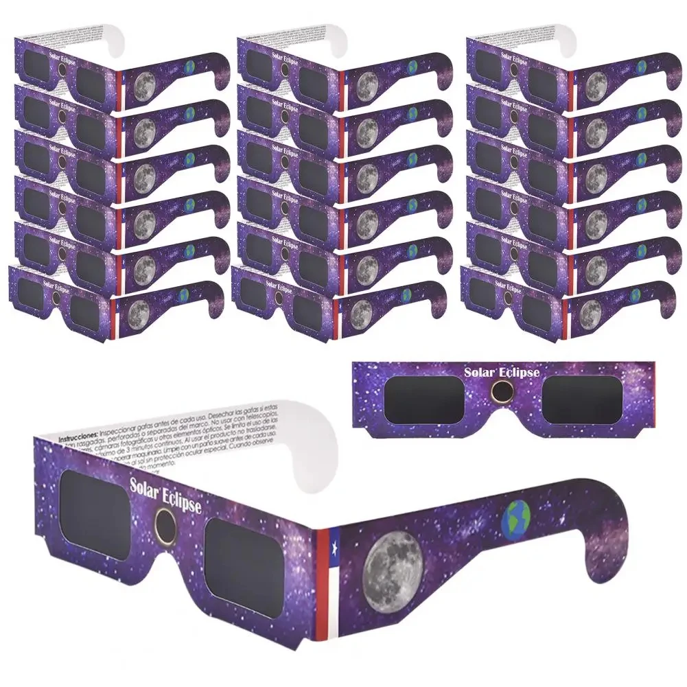

20Pcs Solar Eclipse Glasses Eyes Protection Paper Frame Paper Certified Anti-uv Safe Shades Kids Sun Observation Solar Glasses
