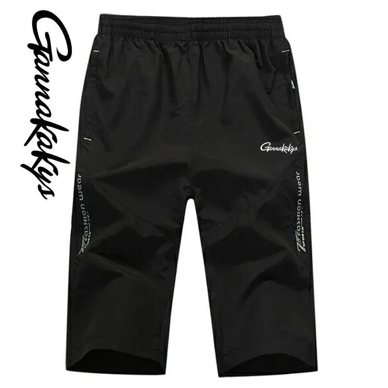 Summer Fishing Pants Men's Sports Breathable Zipper Pocket Shorts Capris Outdoor Hiking Quick Drying Beach Shorts