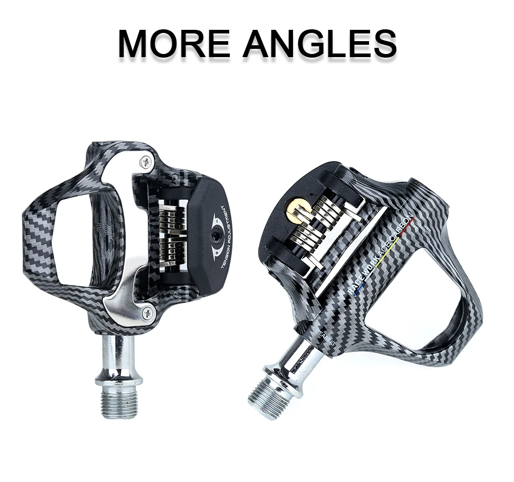 RACEWORK Ultraleichtes Rennradpedal aus Kohlefaser, selbstsichernd, für Shimano SPD-kompatible Fahrräder, professionelle Pedale mit Lagern – Detail 10