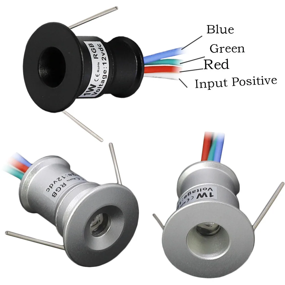 1W Mini Spotlight RGB IP65 KTV Spot Leds Lights 12V Ceiling Focos Downlight Stair Cabinet Spots Lamp with Transformer 220V~265V 4