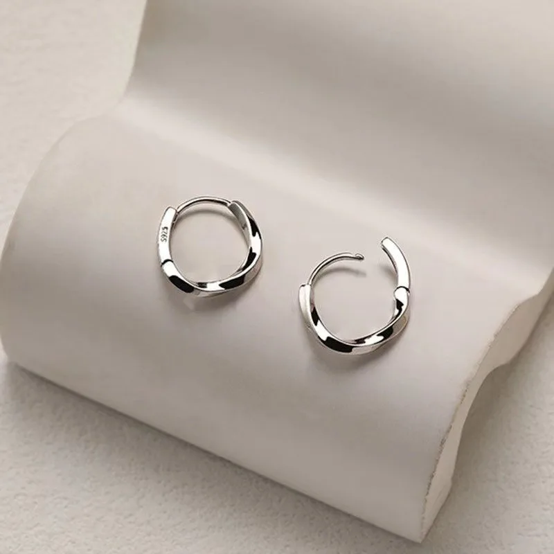 925 Sterling Silver Round Stud Earrings for Women Simple