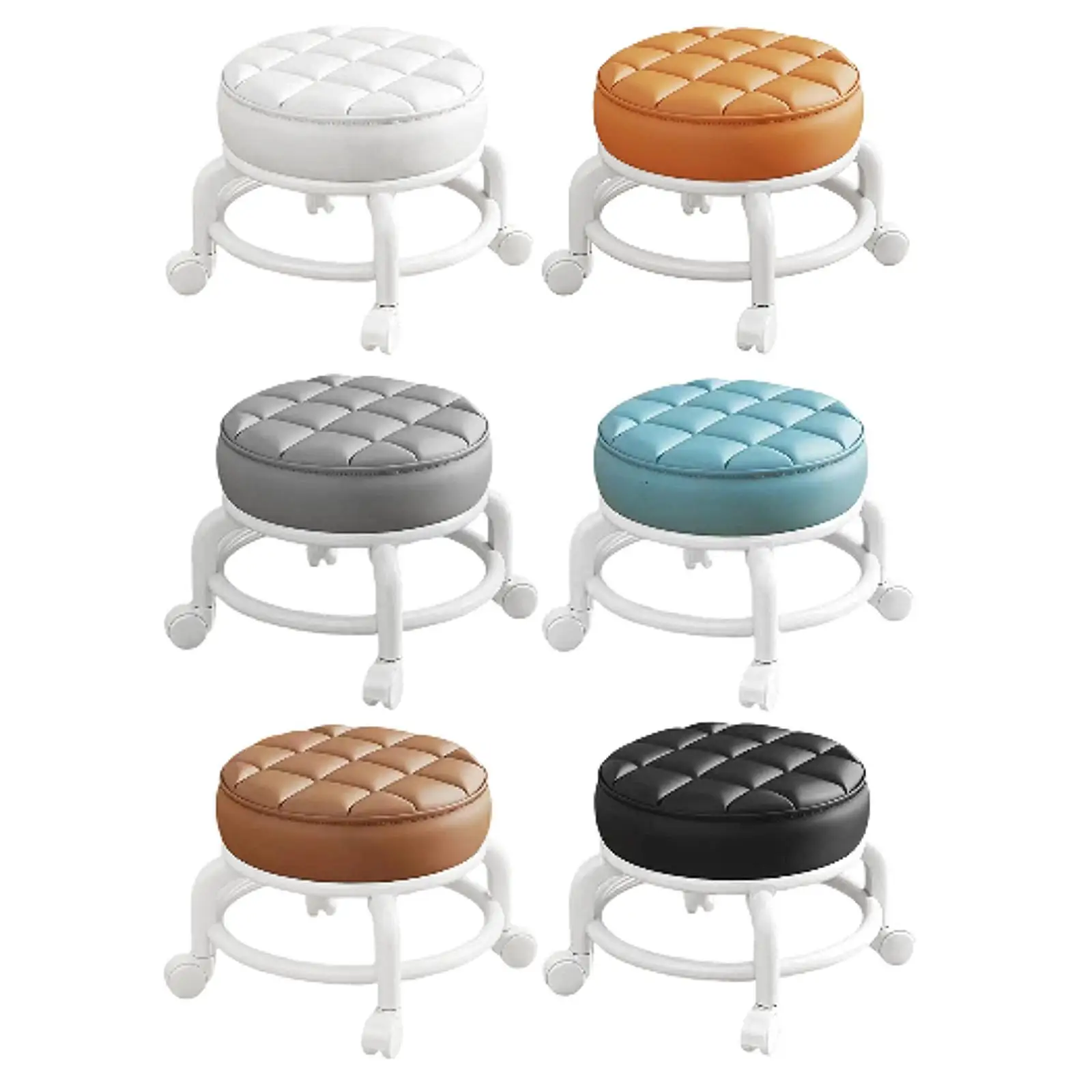 360° Rotating Low Roller Seat Stool Kids Women Heavy Duty Pulley Wheels Stool for Living Room Barber Shop Garage Home Salons
