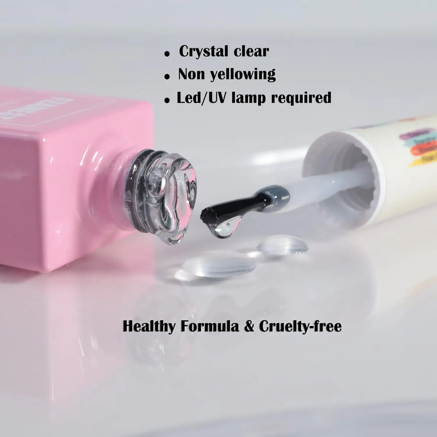 FZANEST Rubber Gel Top Coat,15ML Ultra Shine No Wipe Thick 3D Nail Art Top Coat StrengthenEnhanced Plumping Natrual Nail and Nai 6