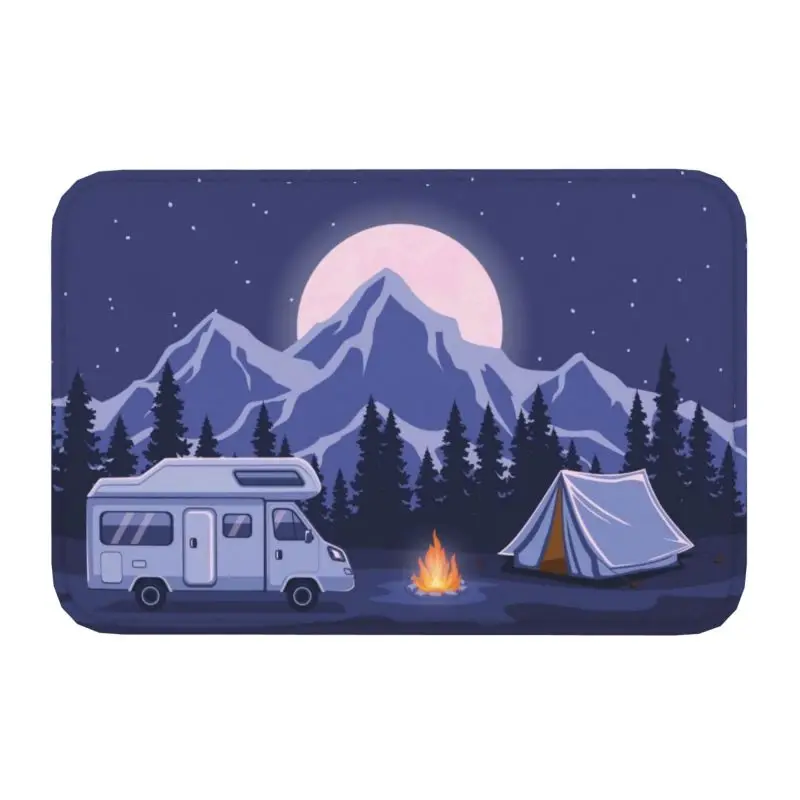 Happy Campers Doormat Mat Anti-Slip Adventure Camping Van Life Entrance  Kitchen Bath Bedroom Rug Carpet