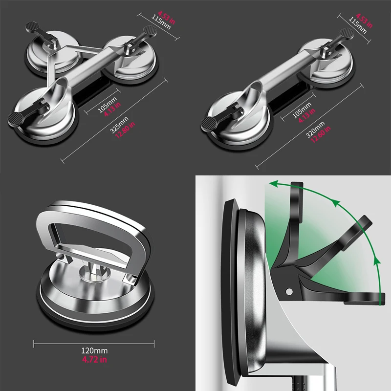Vacuum Glass Suction Cups Tile Adsorber 75KG Load Capacity Sucke for Handling Installation of Smooth Surface Materials
