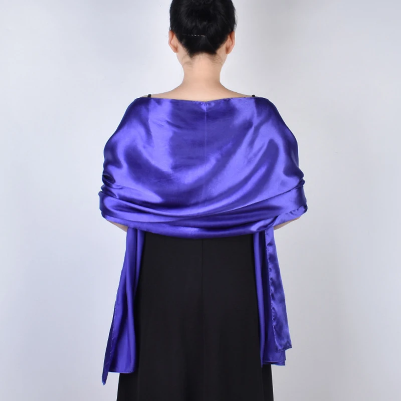 Fashion Satin Evening Dress Neck Guard Long Silk Scarf Sunscreen Beach Cape Women Winter Thin Tassel Party Cloak Warm Shawl V87 3
