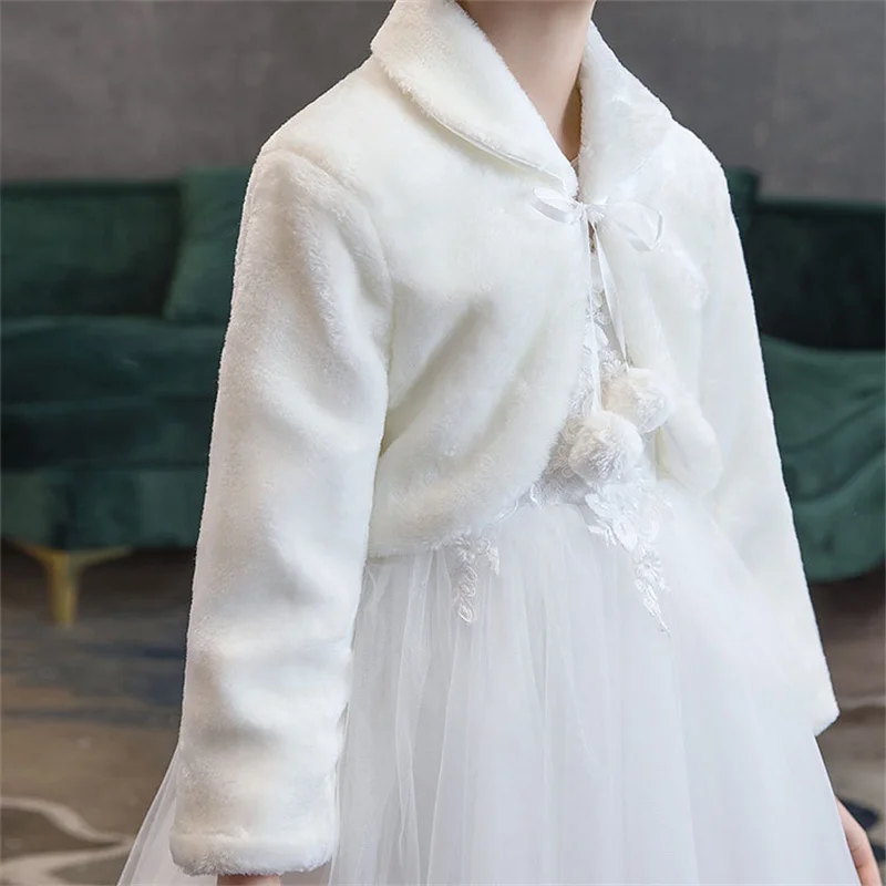 Kids Jackets Kids Coats Girls Plush Jacket Princess Warm Cape Children Wedding Birthday Party Long Sleeves Clothing