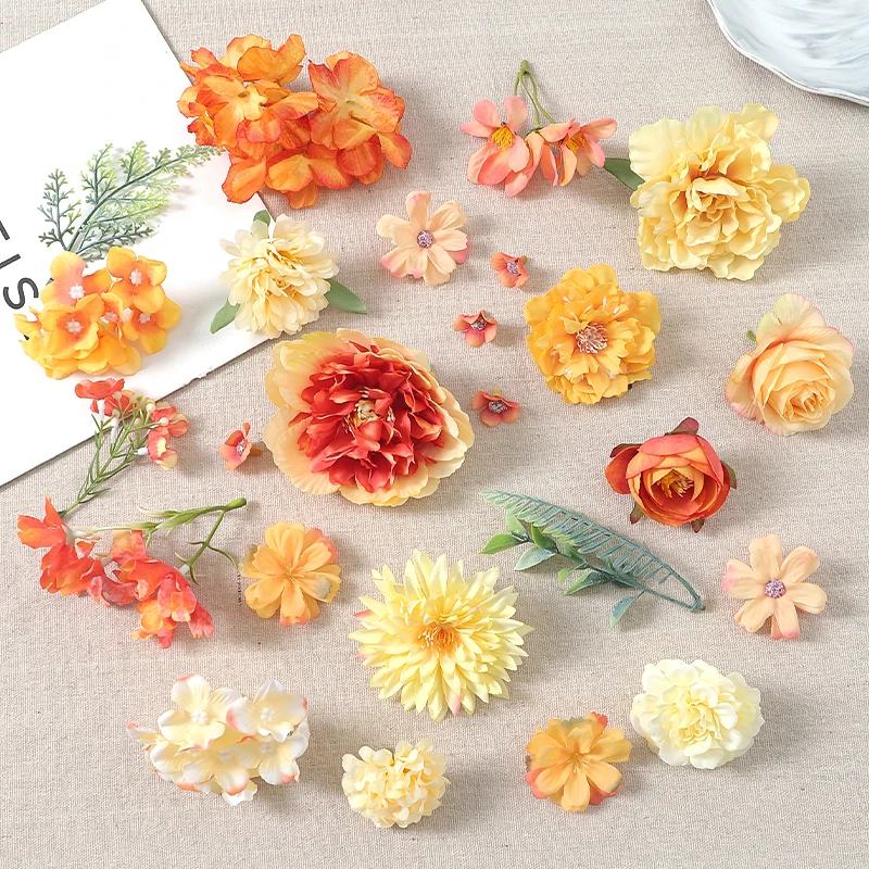 Gemischte künstliche Blumen, Rosenköpfe, künstliche Seidenblumen für Heimdekoration, Hochzeitsdekoration, Basteln, Girlande, Sammelalbum, Geschenke, Zubehör – Detail 4