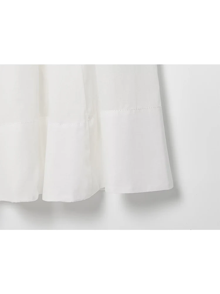 TFMLN Women Bow Tie Lace Up Dress Fashion Strap Folds Elastic High Waist Solid Color Temperament Summer New Holiday Style Dress