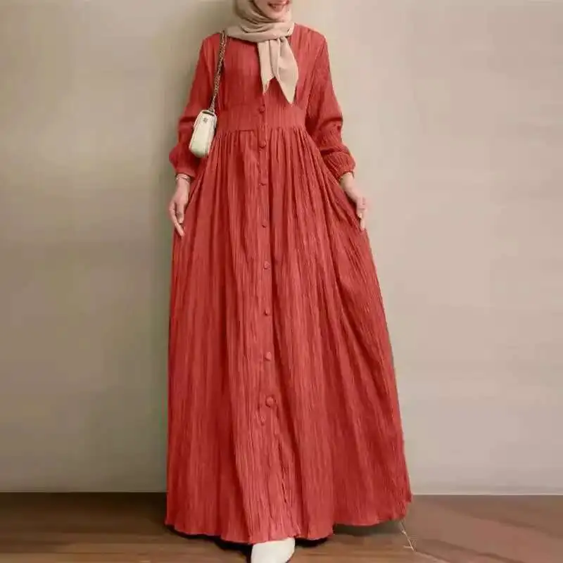 chinese dress ladies Yiqinyuan Women Long Sleeve Dubai Turkey Hijab Dress Autumn Floral Printed  Maxi Dress Islamic Clothing Green at Amazon Women's Clothing store main image 0