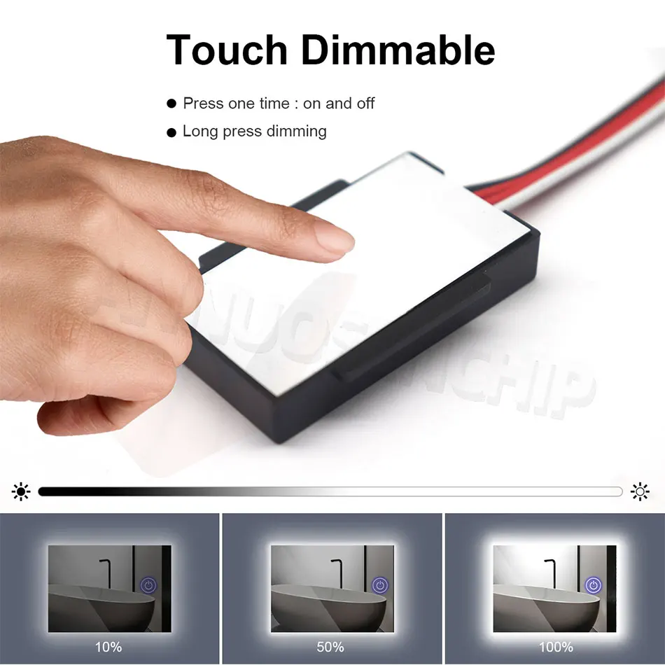 DC 12V 24V 5A Bathroom LED Dimmer Switch Capacity Dimmable Touch Switch Single/Dual Color Mirror Light Backlight Decoration led dimmer switch,led dimmer controller,smart dimmer switch,lamp dimmer,power cords dimmer switch