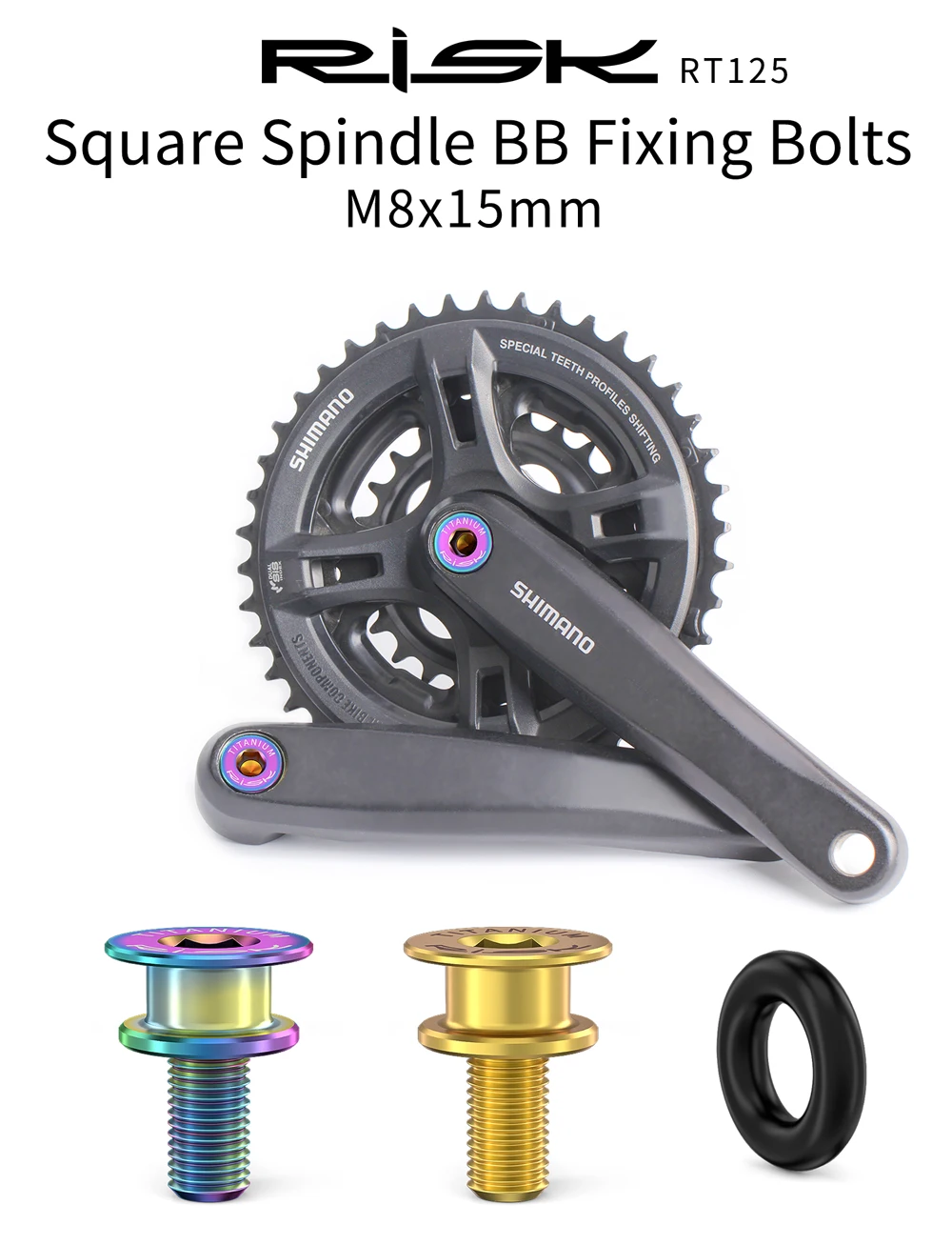 Description Picture 2 of itemRISK Bicycle Bolts Square Hole Crankset Screws M8*15mm Waterproof MTB Road Bike Crank Fixing Bolts Titanium Bicycle Accessories