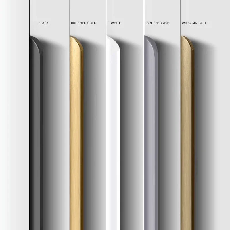 Cabinet Door Handle 80-1200MM Invisible Luxury Non Perforated Wardrobe Edge Wrapped Long Black Handle Cabinet Concealed furniture handles