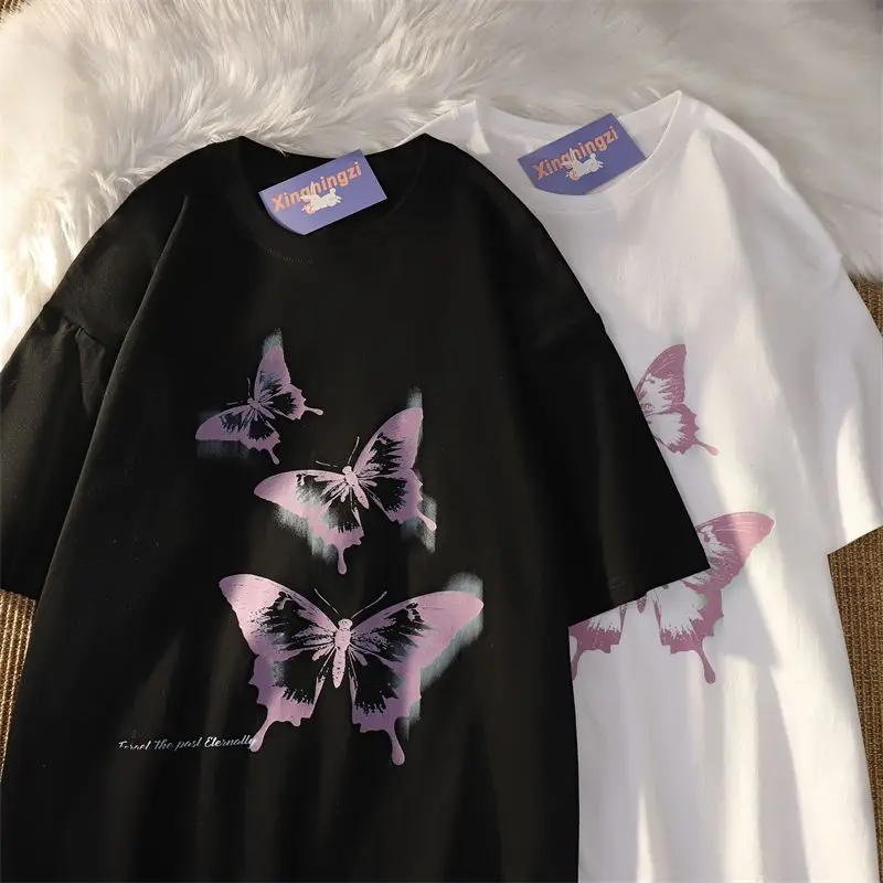 Camiseta-de-mariposa-rosa-para-hombre-y-mujer-camisa-de-manga-corta ...