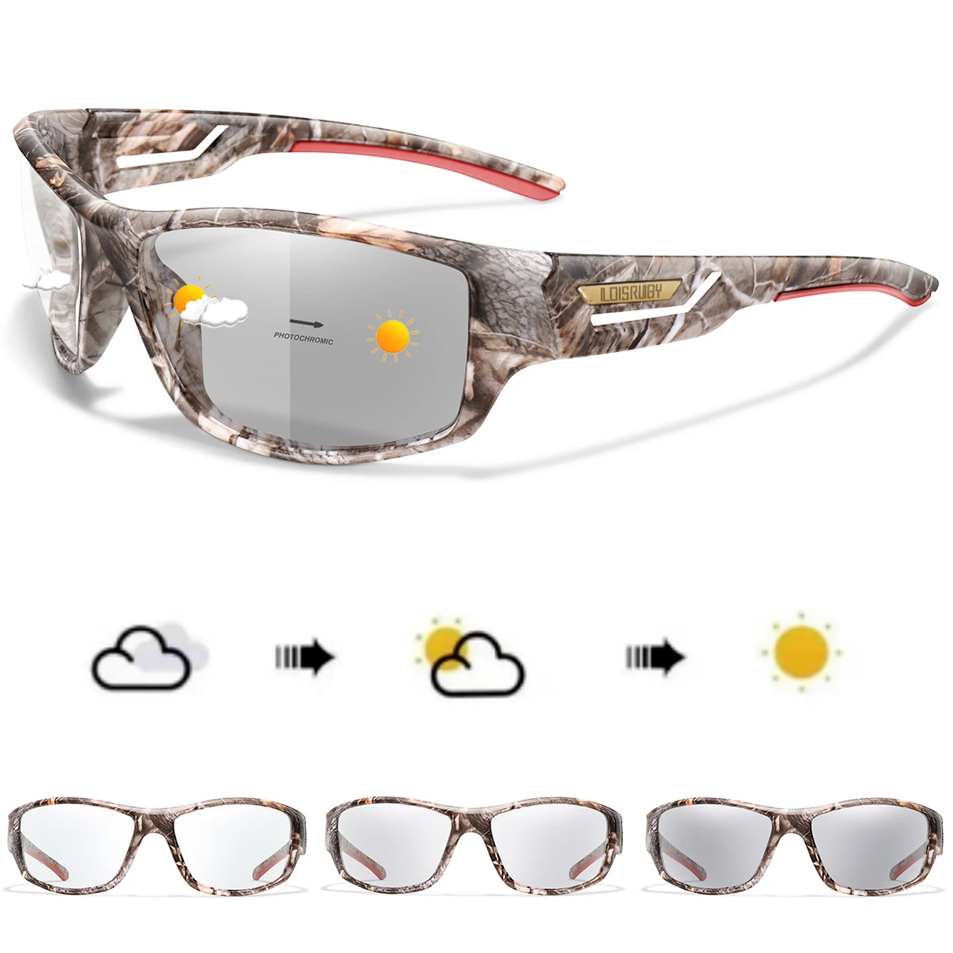 LOISRUBY Photochromic Cycling Sunglasses Men Women