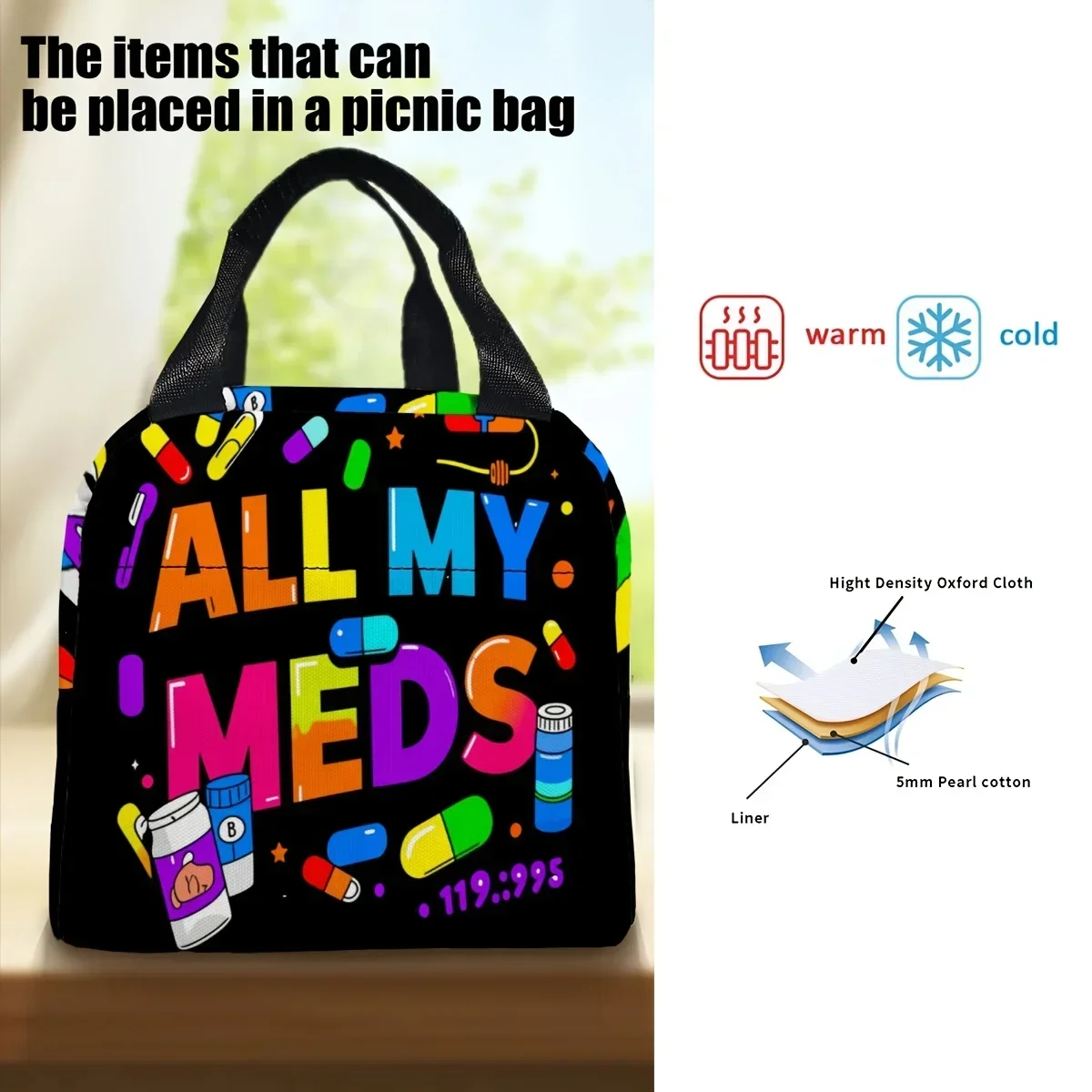 Versatile Portable Insulated Tote Bag with Durable Handle for Travel, Work, and Outdoor Adventures
