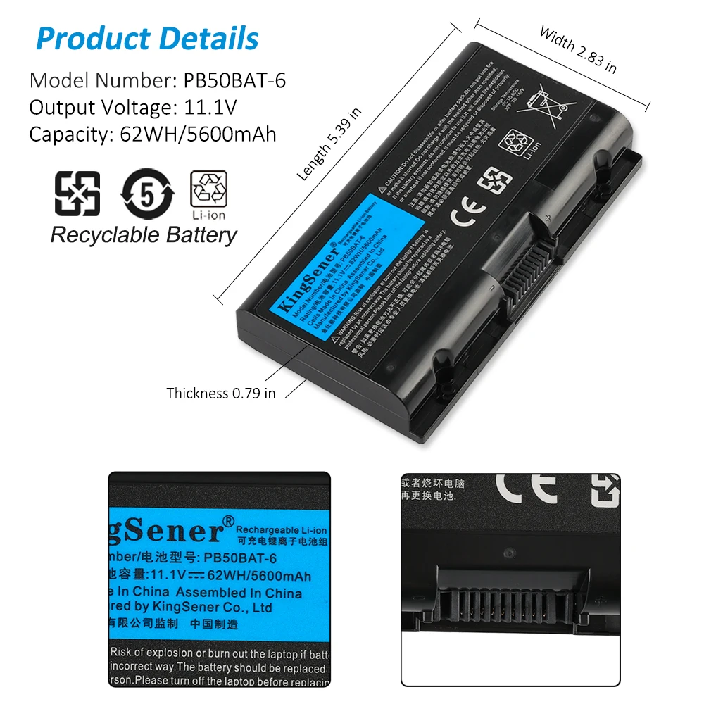 Kingsener-bateria do Portátil Powerspec Pb50bat6 Apto para Toshiba Pb51rf-g Pb70ef-g Pb71ef-g 1720 1520 Sager Np8371 3inr19 662 - Imagem 4