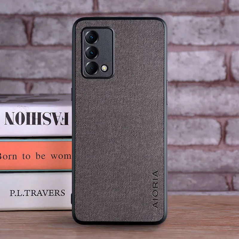 Luxurious Textile Leather Case with Soft TPU and Hard PC 3-in-1 Material - Phone Cover